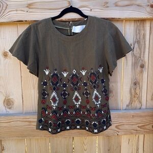 Piper Olive Embroidered Blouse